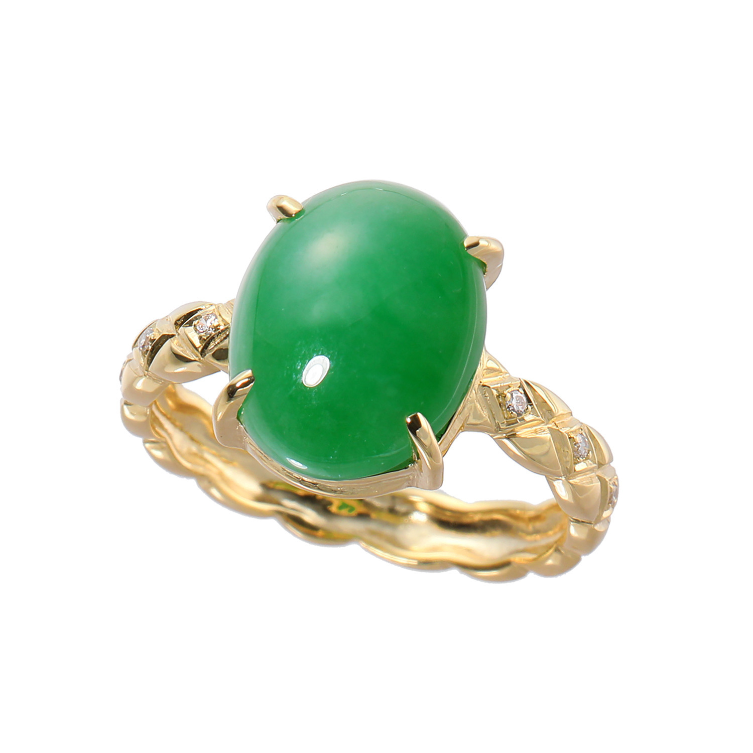 アートライン 18K インペリアル本翡翠＆ ダイヤモンド オーバル