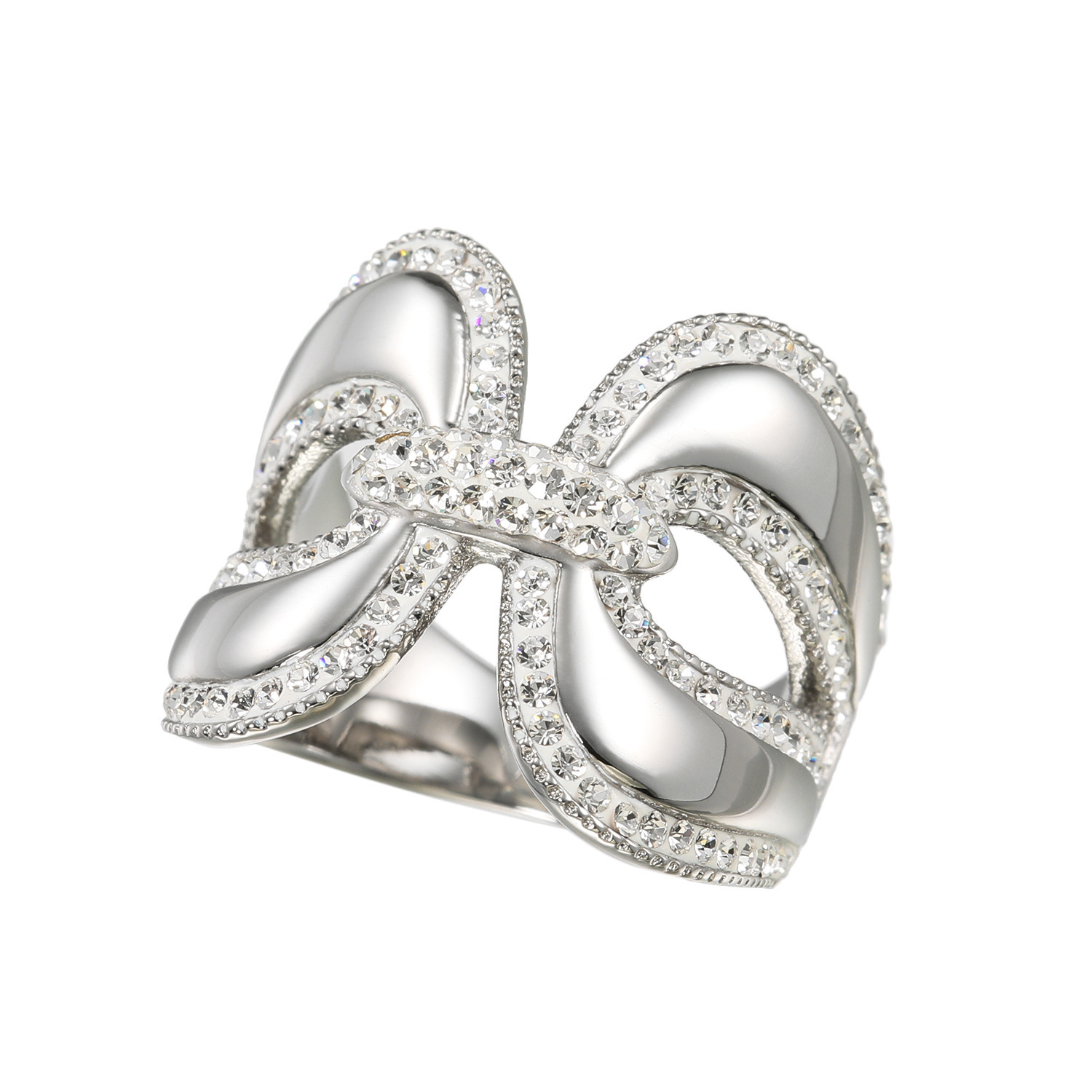 アビステ ウォッチ＆アクセサリーズ ステンレス クリスタルガラス オープンワークリング