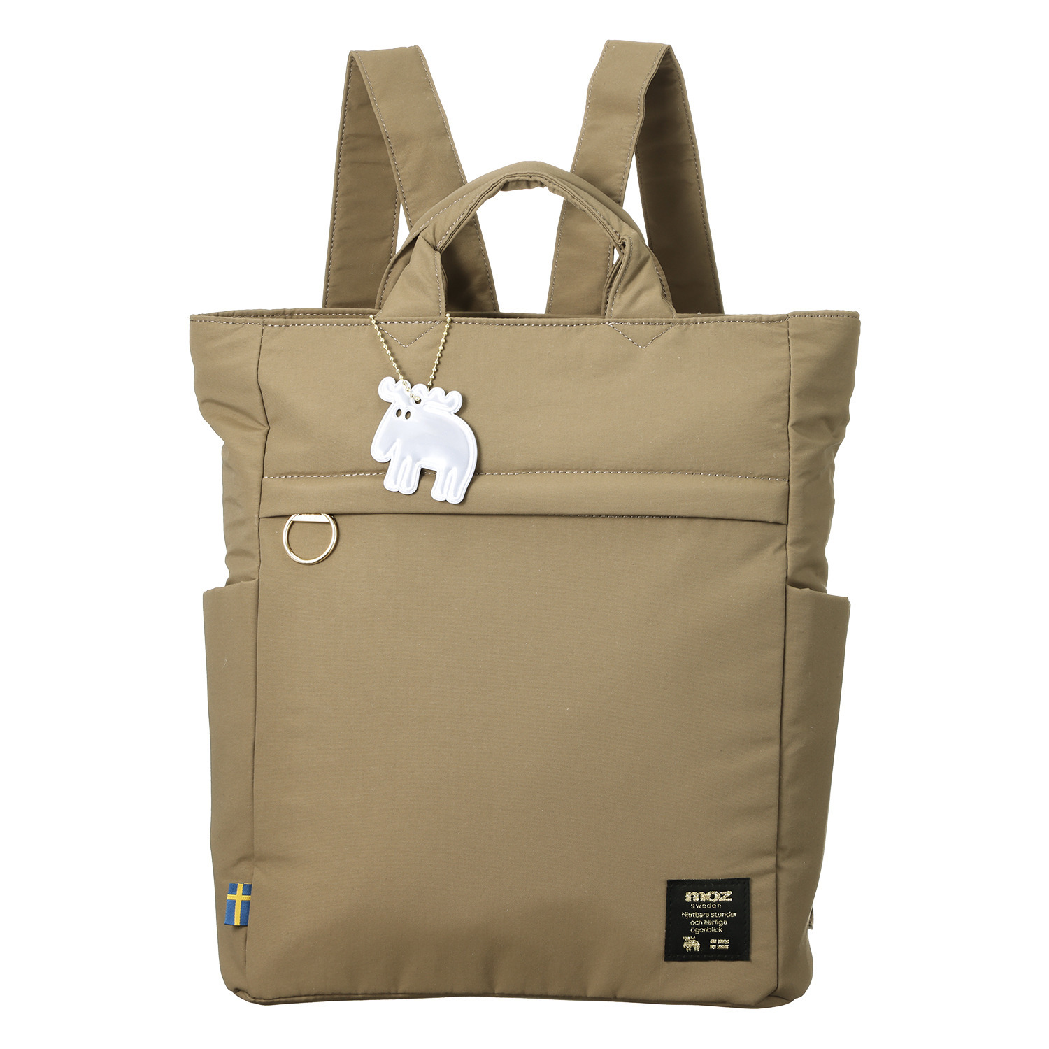 モズ エルクデザインチャーム付 はっ水ナイロン 超軽量２ウェイリュック