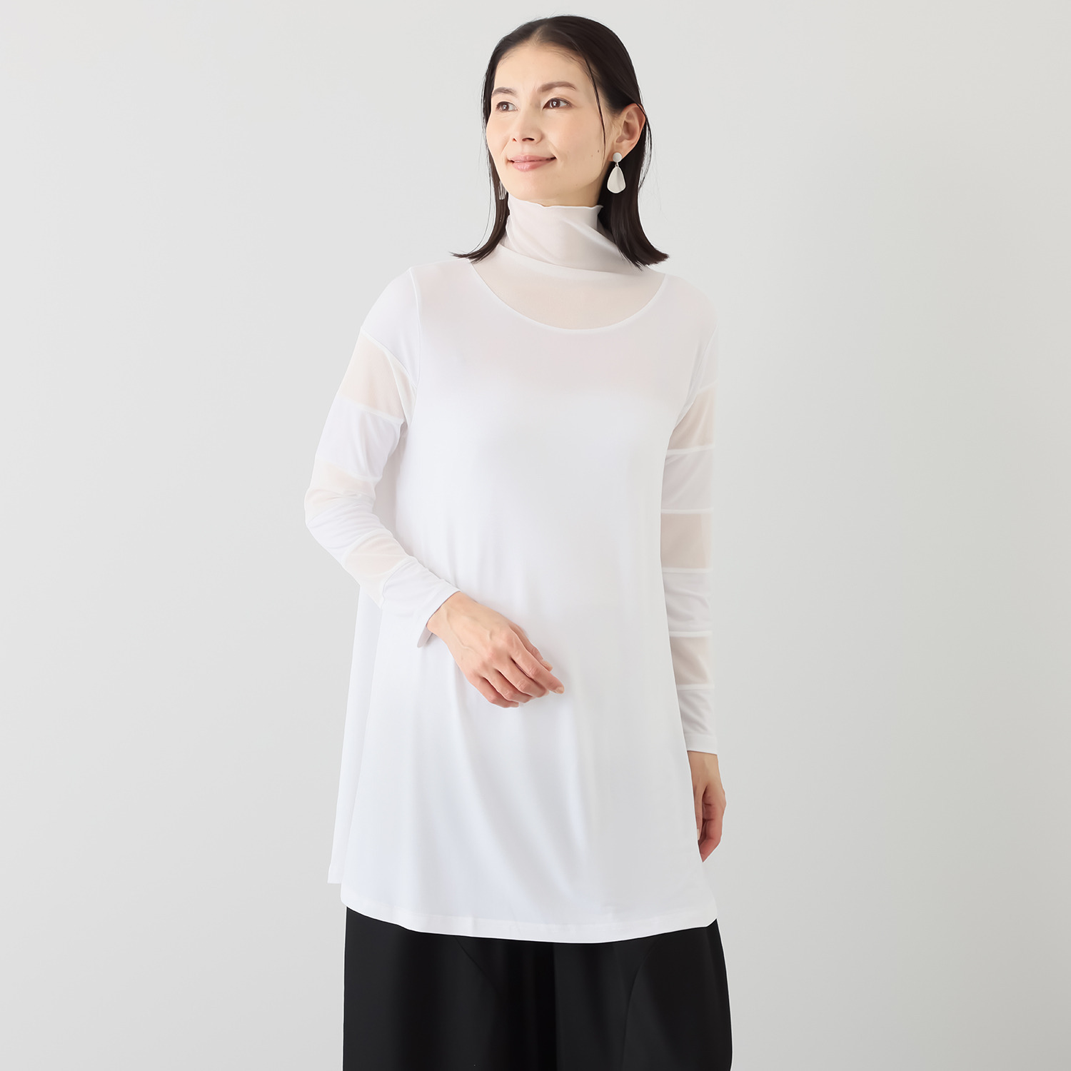 コイビトミサキ メッシュ切替 ロング インナープルオーバー