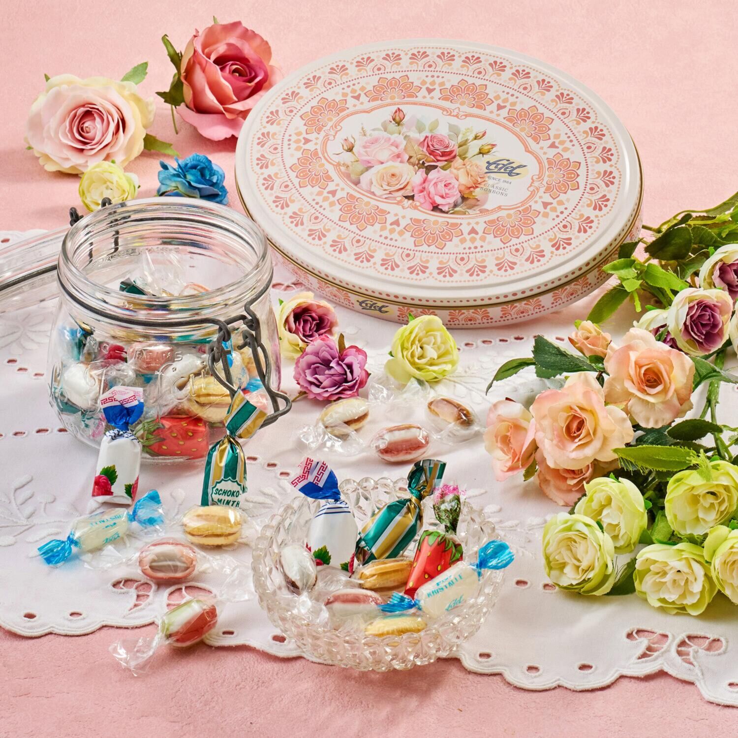 昔ながらの製法に こだわった ヨーロッパの老舗 エーデルボンボン キャンディ缶（アソート）