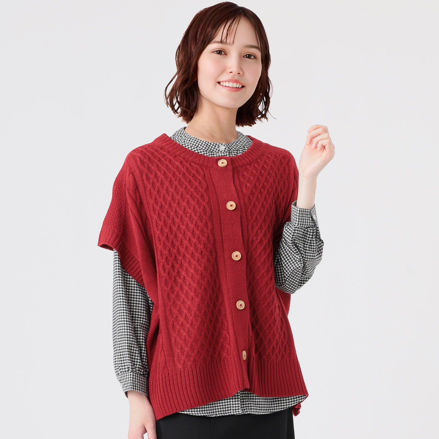 エムエムオー ニットベスト× チェックブラウス アンサンブル- ショップ