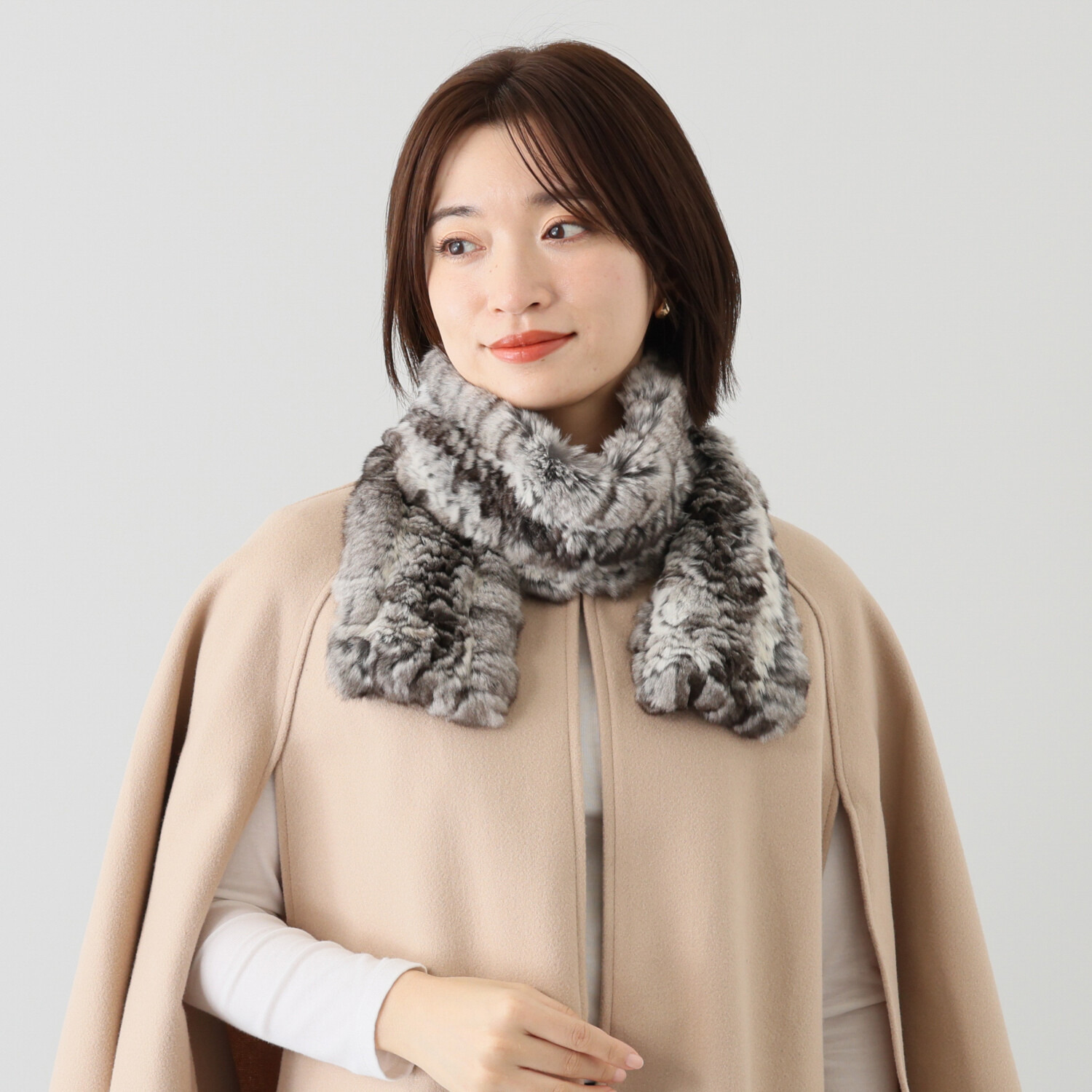 チンチラマフラー さらさ] チンチラストール 高級毛皮素材 チンチラ