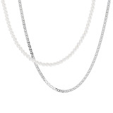 キラレ ステンレス インフィニティカーブ チェーンネックレス＆ 貝パールネックレス ２本セット