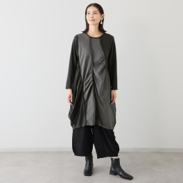 コイビトミサキ アシンメトリー 切替デザイン ロングチュニック