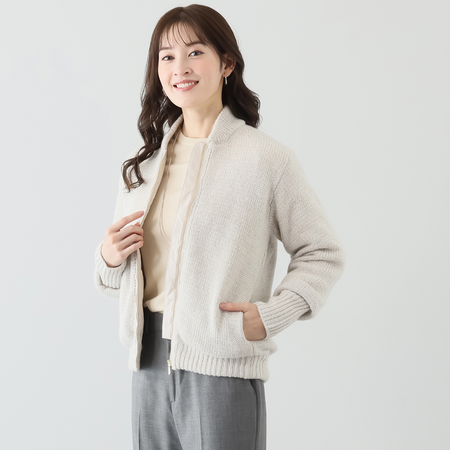 シック　バイ　ネイチャー ダウンライナー ジップニットブルゾン