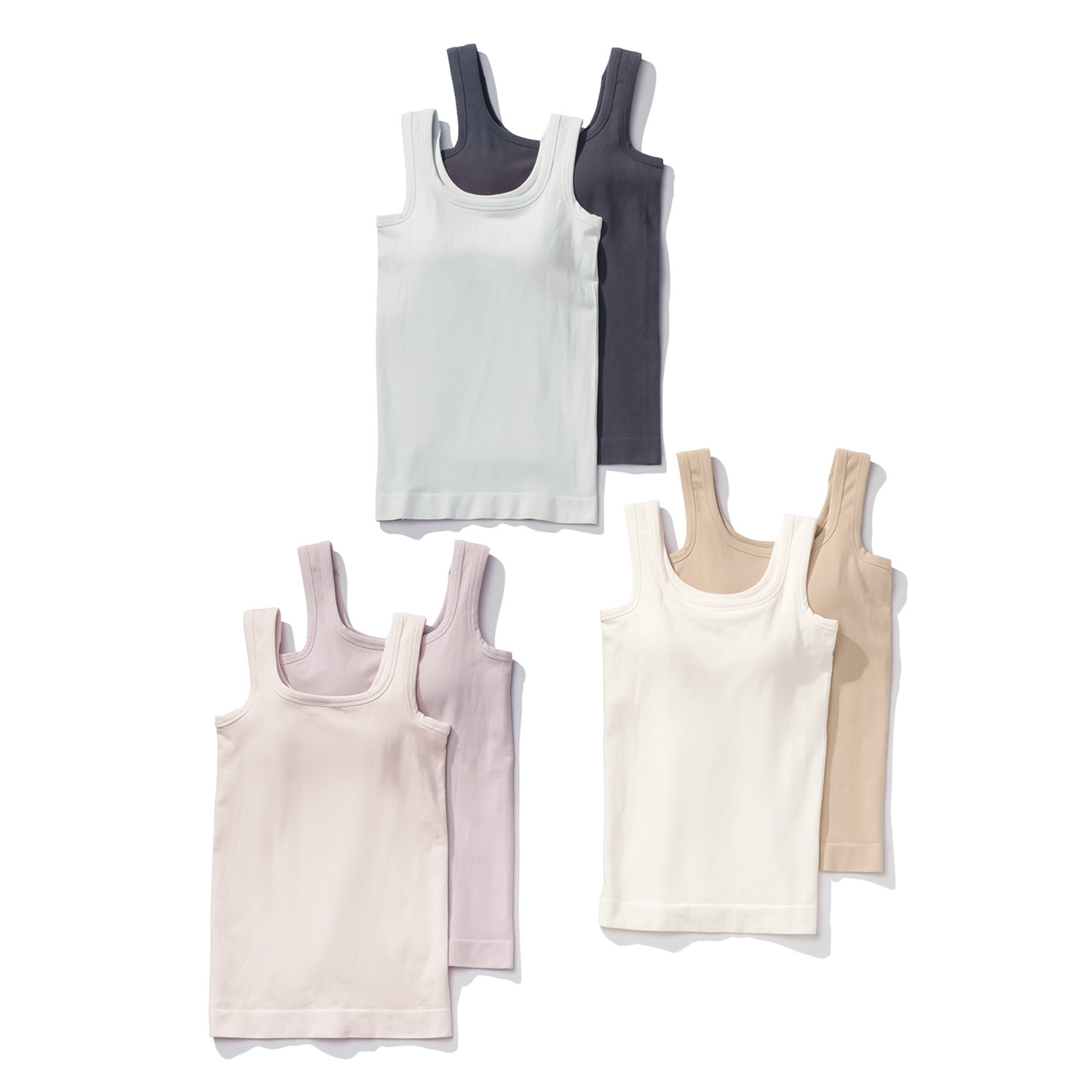 美人工房 にこにこコットン 伸び〜る！ カップ付タンクトップ ２枚セット