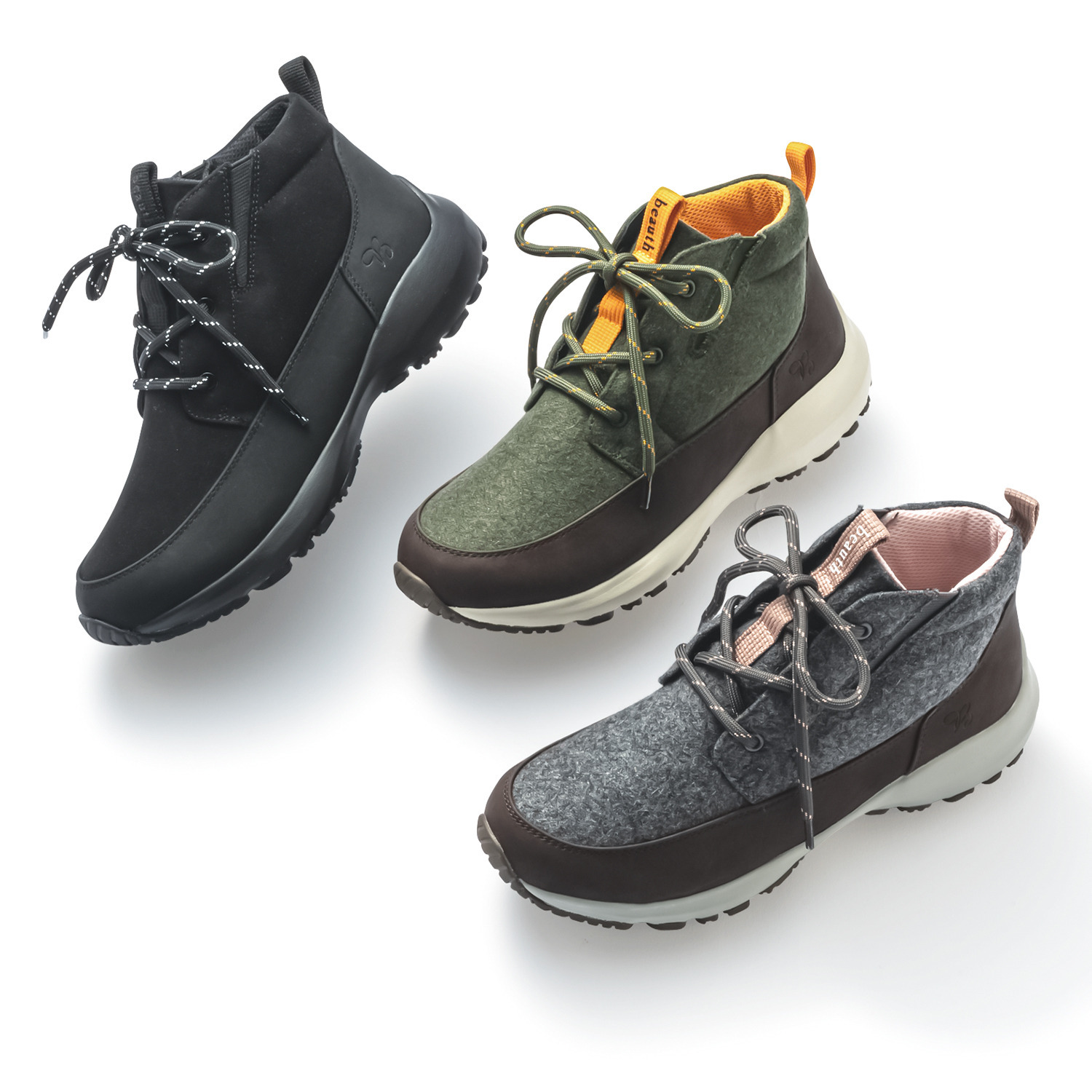 ビュース 雨の日も晴れの日もＯＫ！ 快適軽量ボリュームソール ミッドカットスニーカー