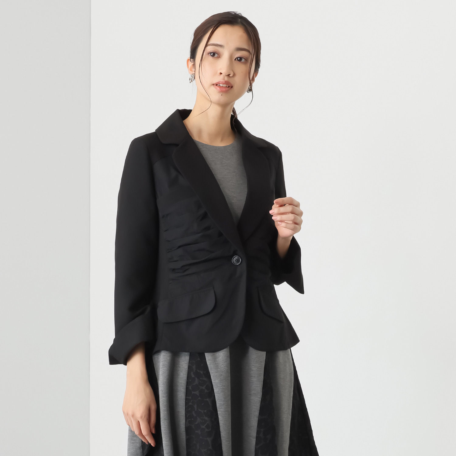 マダムヒロコ タフタギャザー切替 テーラージャケット