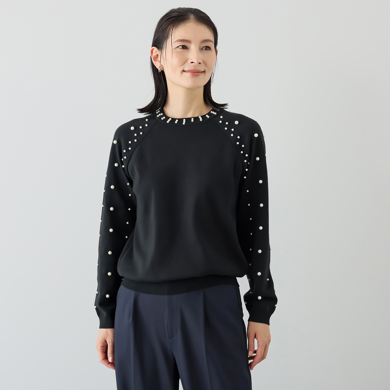 マダムヒロコ パールビジュウ付 ニットプルオーバー