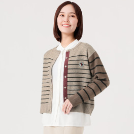 アリュメット “ＡＬＬＹＭ”ワッペン ボーダーカーディガン