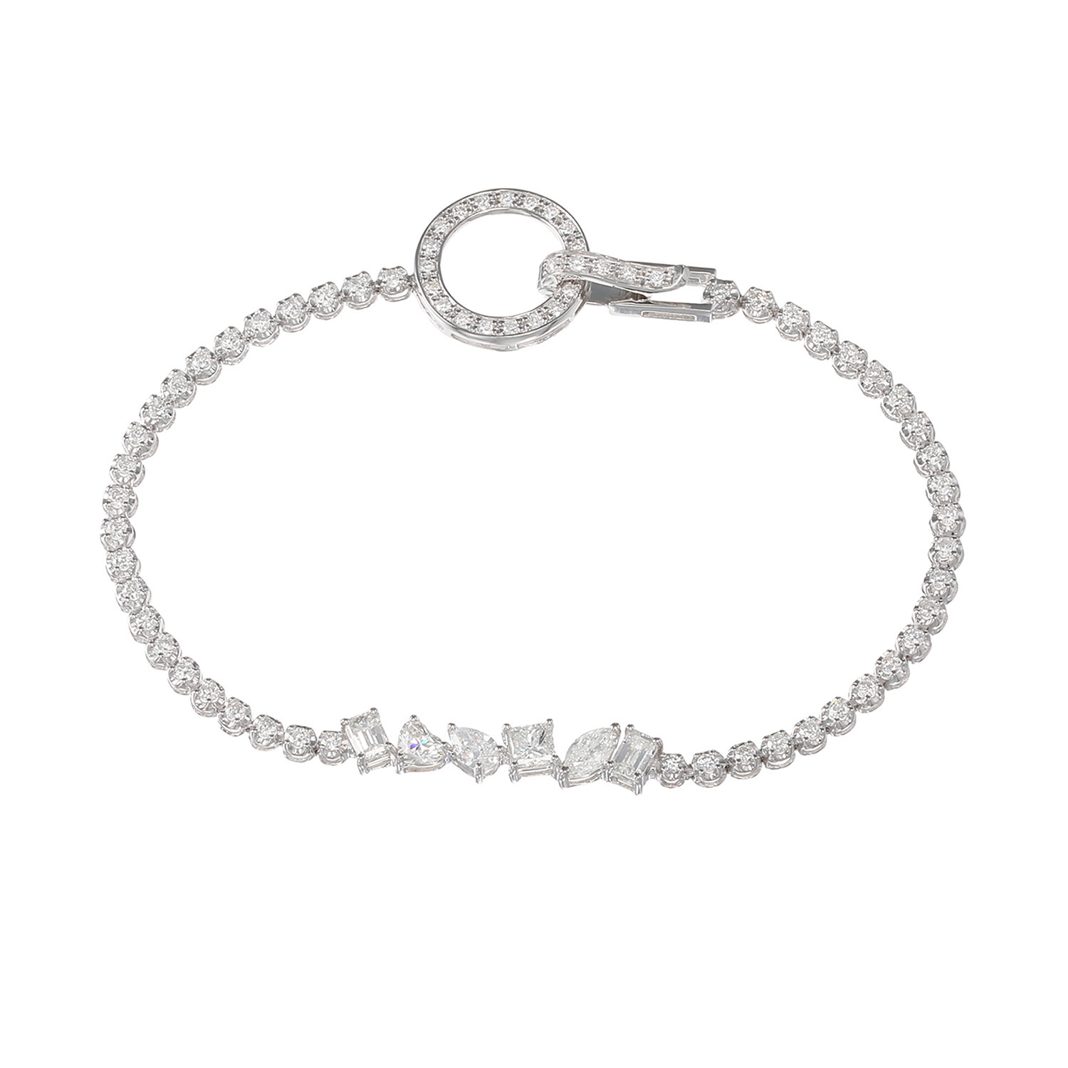 ビジューフルレゾン プラチナ８５０ ファンシーカット ダイヤモンド サークルモティーフ テニスブレスレット