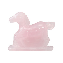 幸石堂 福禄寿の天然石 ローズクォーツ 桃色麗走馬置物 〜幸運〜