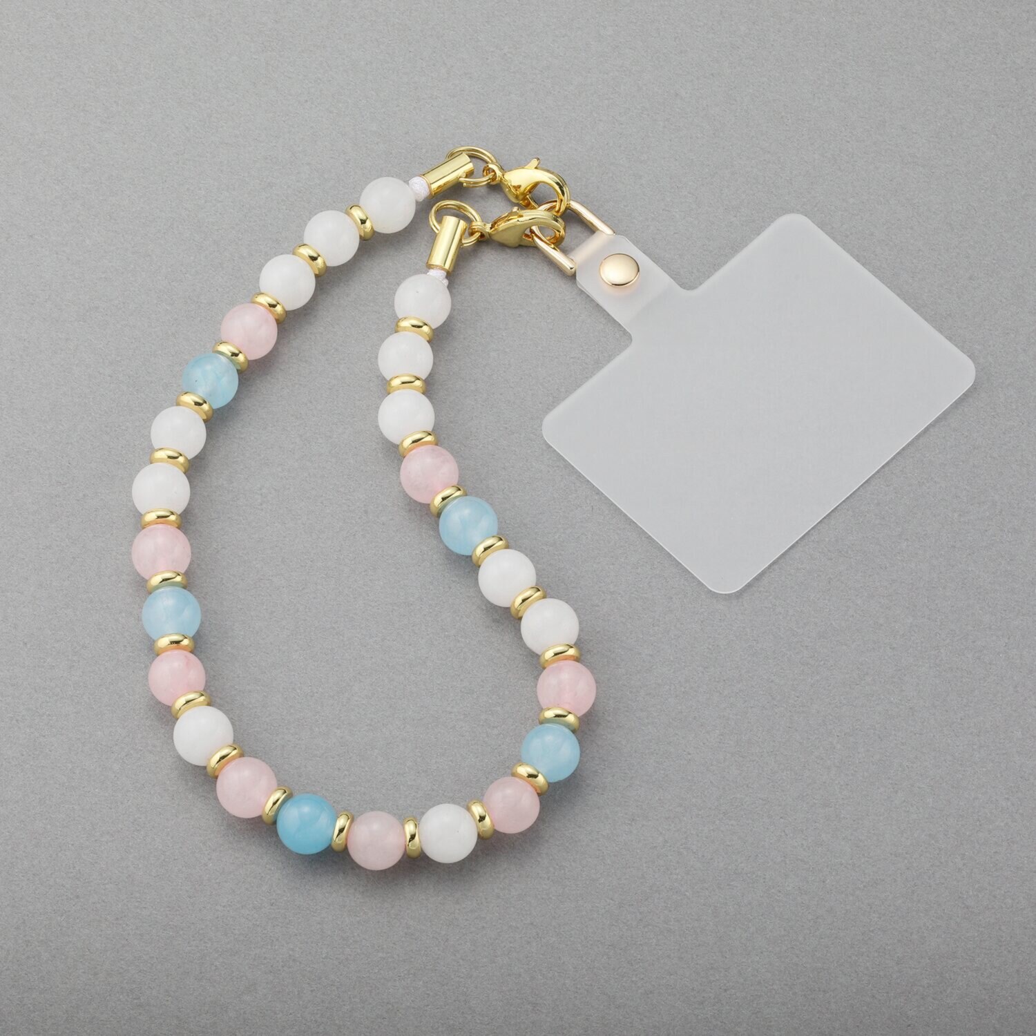 幸石堂 福禄寿の天然石 開運祈願 ミルキー彩り石 ストラップ＆ ストラップシートセット