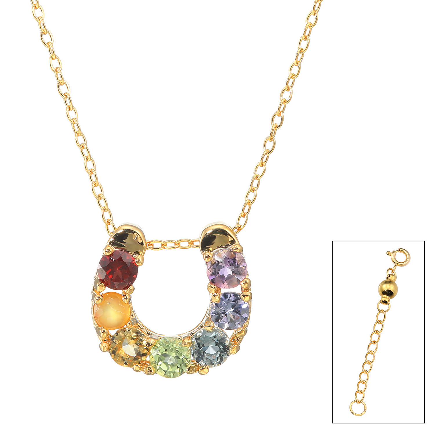 幸石堂 福禄寿の天然石 七宝石 馬蹄の恵みペンダント 〜開運〜