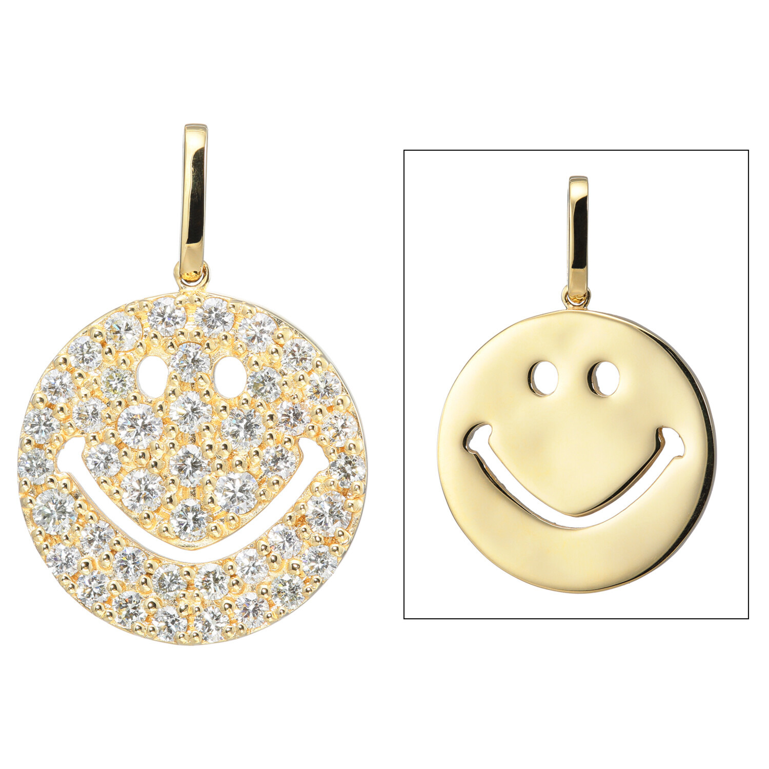 エクラプリュス １８Ｋ ２カラットＵＰ ダイヤモンドパヴェ スマイル ペンダントトップ