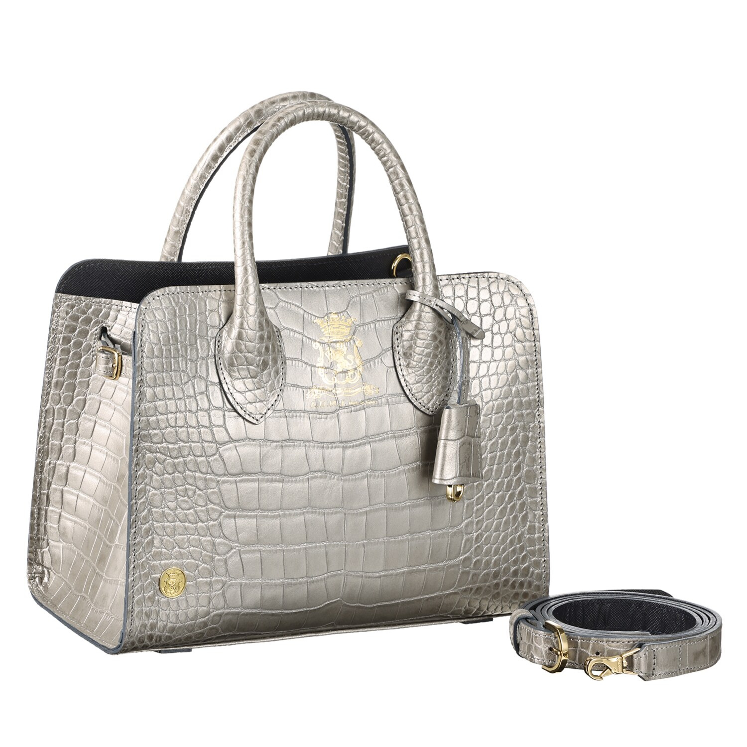 極美品】ADMJ エーディーエムジェイ 牛革 クロコ型押し デイリートートバッグ エーディーエムジェイ 牛革クロコダイル型押し 2ウェイ 定番