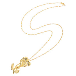 シマ・リリアーナ フラワーモティーフ ペンダントブローチ＆ ロングチェーンネックレス