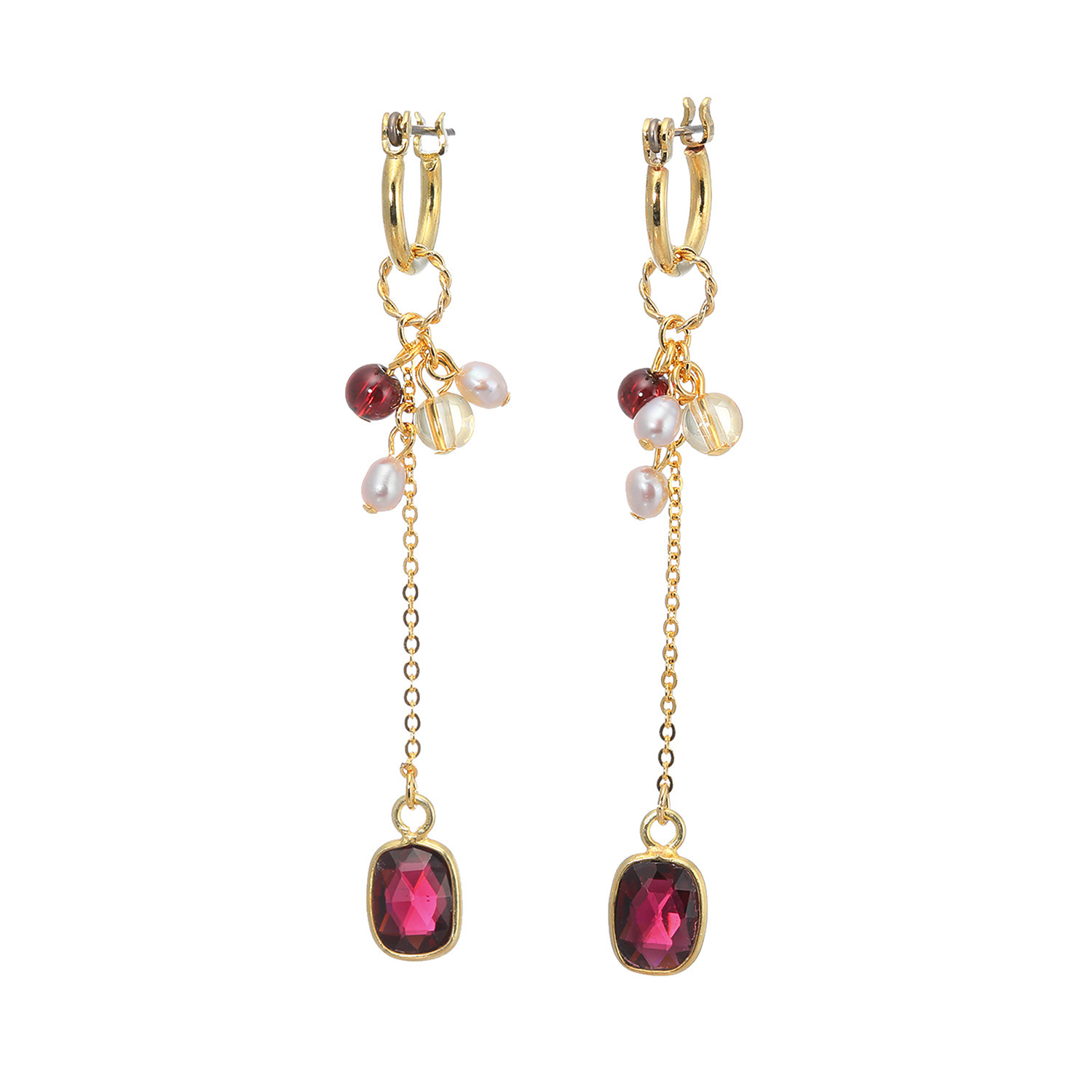 シマ・リリアーナ ジェムストーン チャーム付 ミニフープピアス 