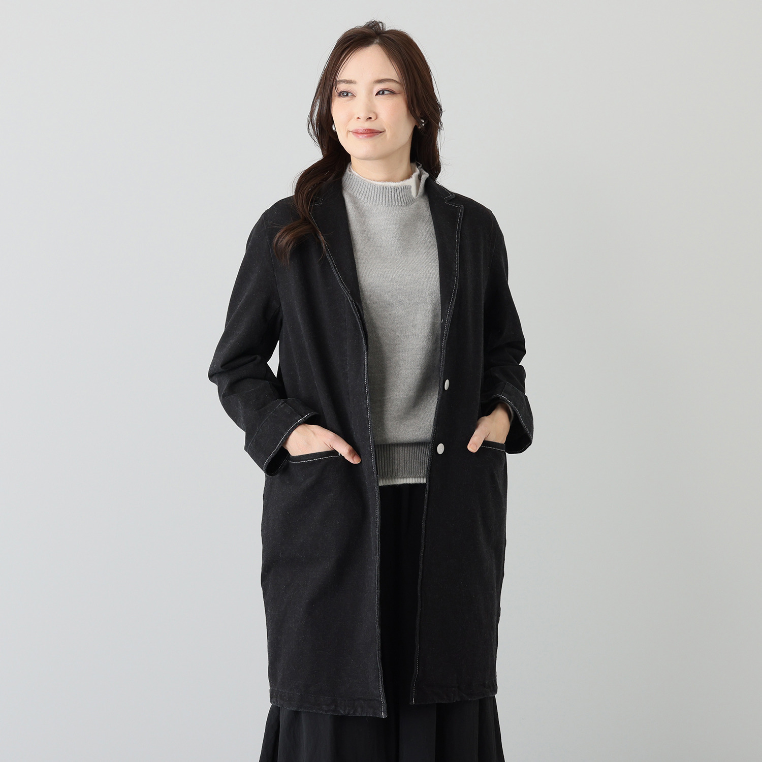 ラ　ヴァーグ　デトワール リラックスカジュアル ミニ裏毛 デニム調 チェスターコート