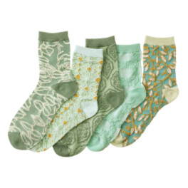 韓国トレンド 雑貨コレクション ボタニカルグリーン 靴下５足セット