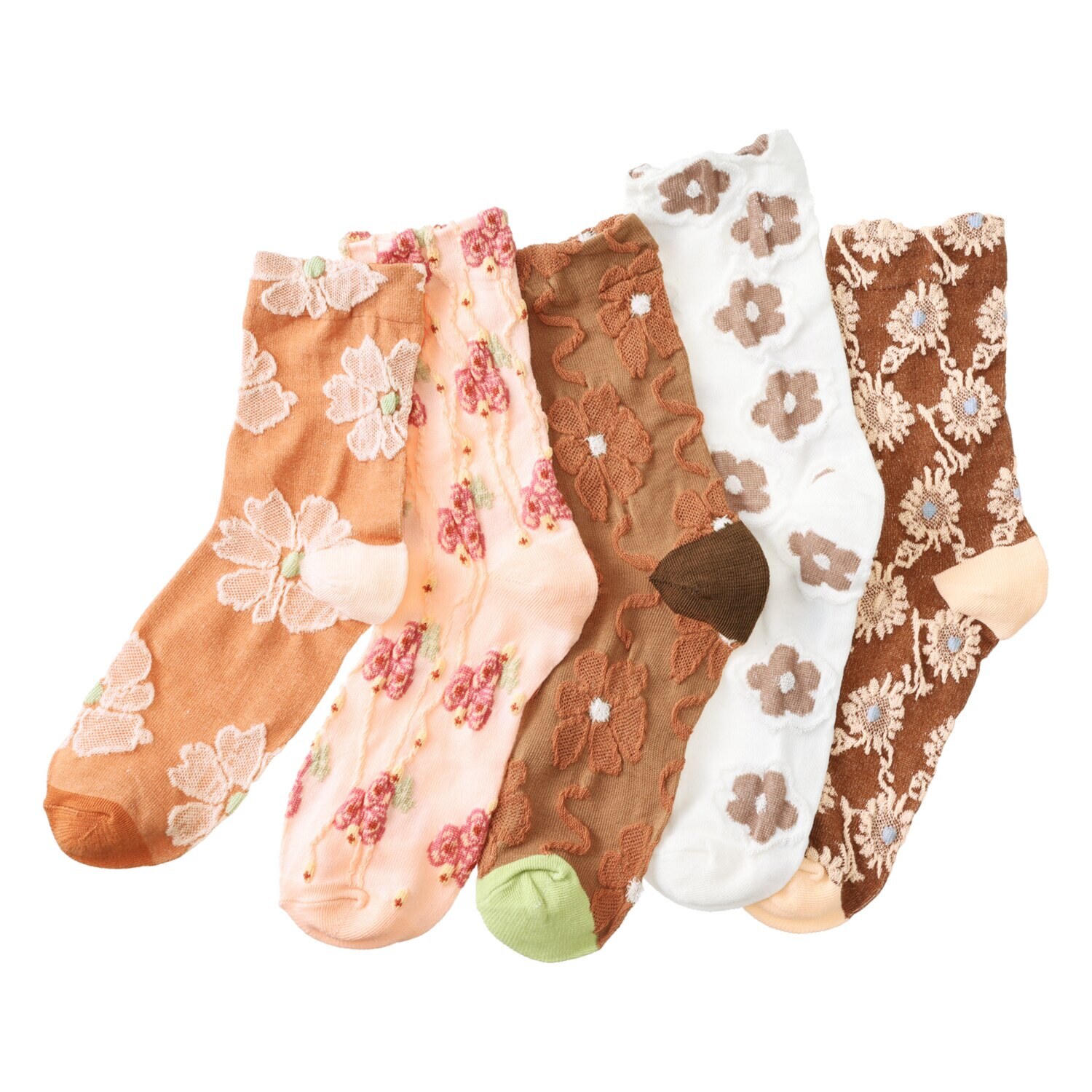 韓国トレンド 雑貨コレクション レトロオレンジ系 靴下５足セット