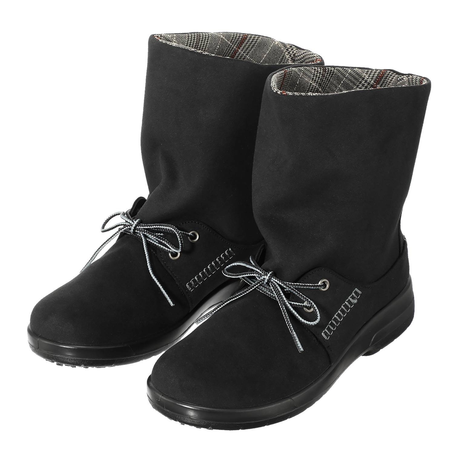 トップドライ スエード調チェック柄 ２ウェイブーツ