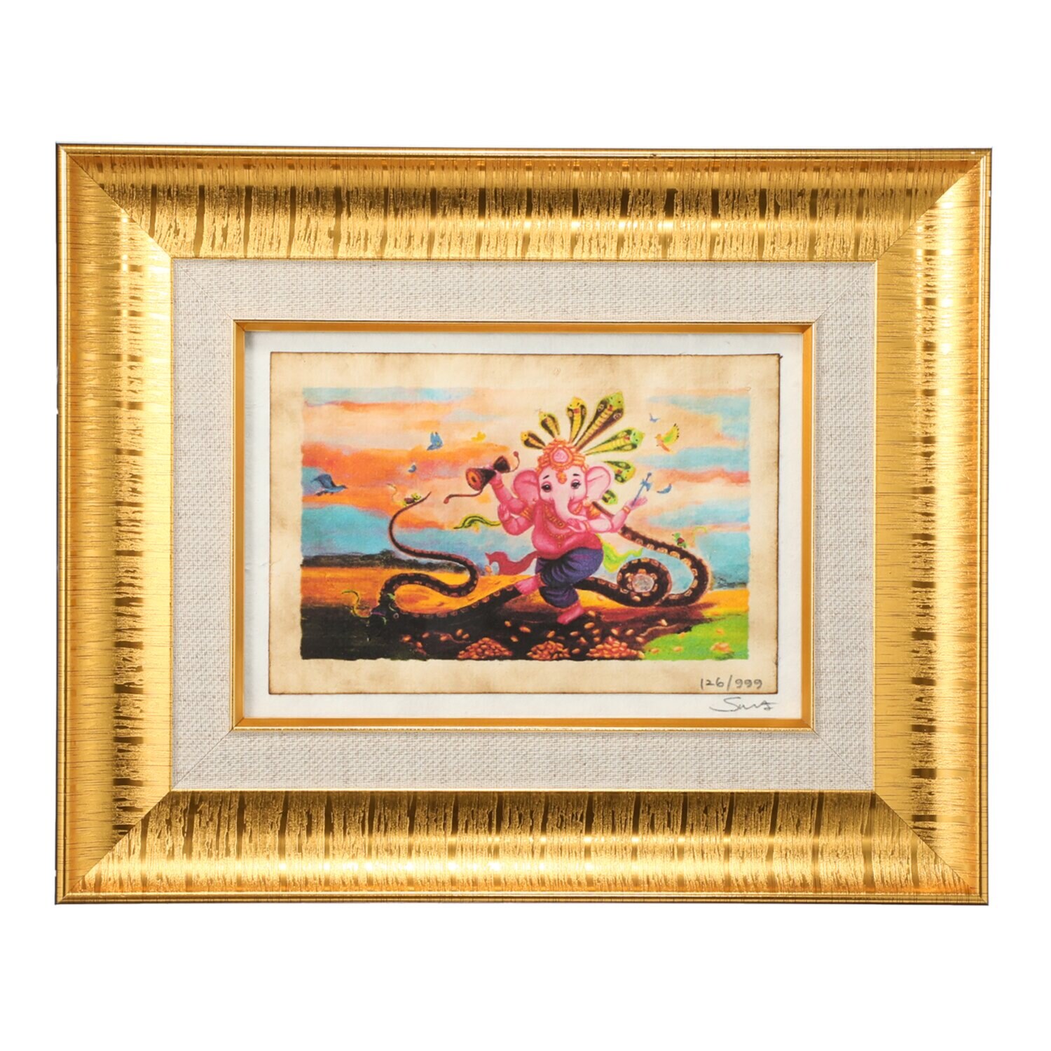 祝！１５周年 プラピカネ 神守りの象徴 踊るベイビーピカネの描画 〜別格の金財・資産・ 　安息・家運〜 握り守付き