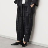 ヨシヨシ バイ　ピージェイ 異素材切替 ワイドテーパード デザインパンツ