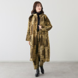 ヨシヨシ バイ　ピージェイ 異素材切替 リラックスシルエット デザインフード付コート