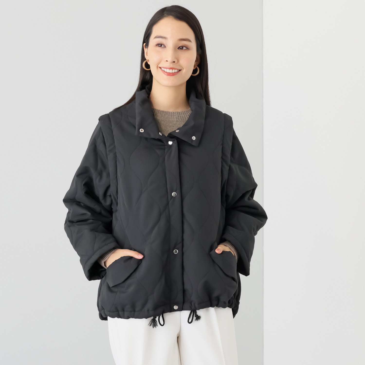 ラブソル ２ウェイスリーブ 中綿コート