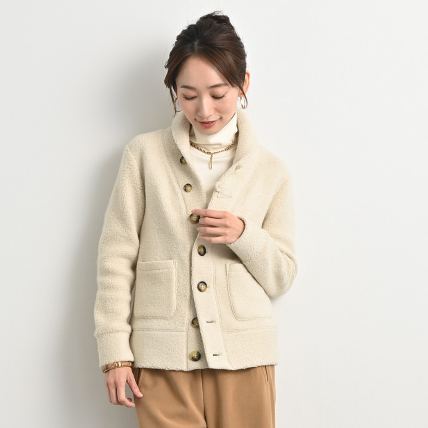 ＢＯＵＮＣＹ　ＢＯＮＤ 日本製 カシミヤ混パイル素材使用 デッキジャケット