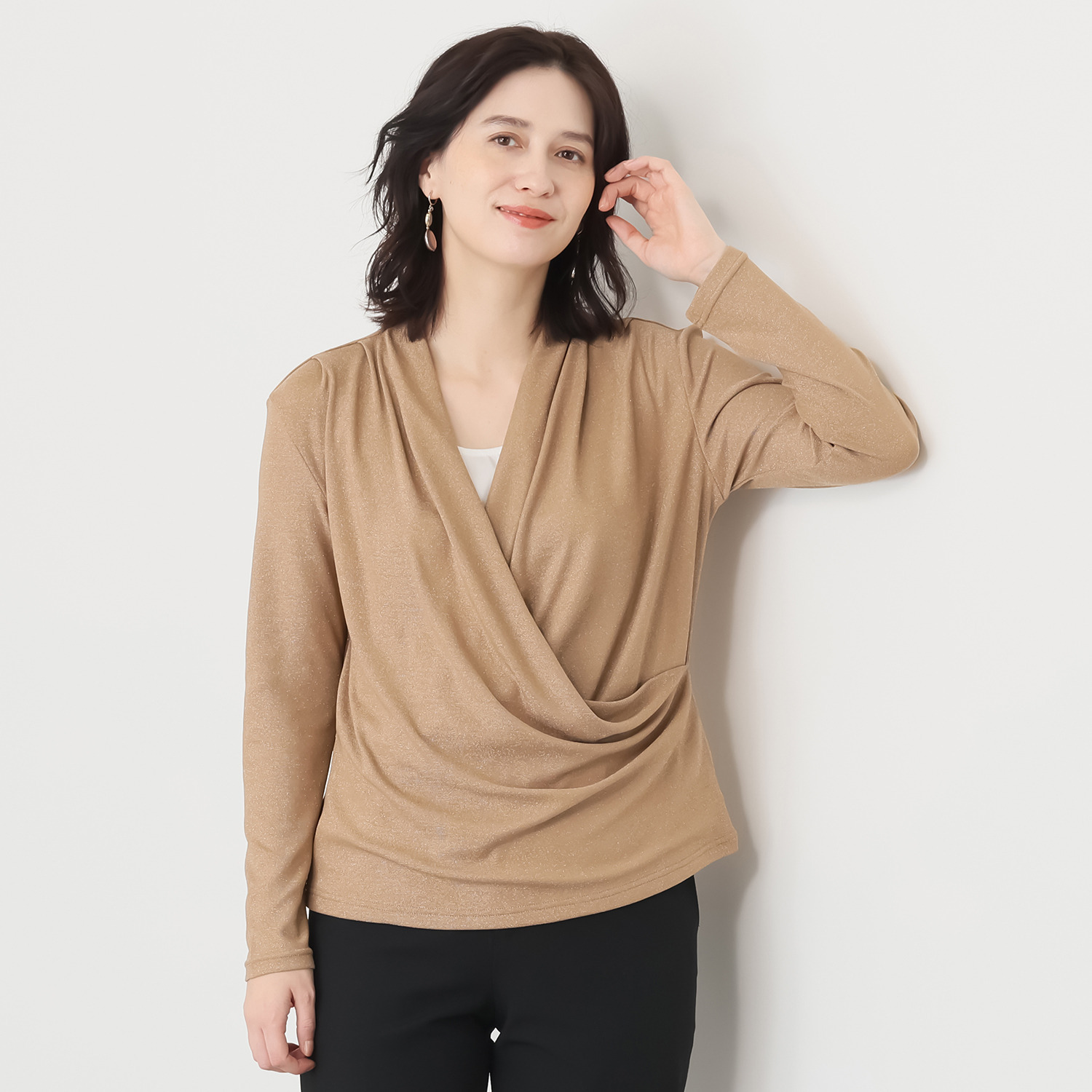 コースタルドライブ グリッターラメ カシュクールブラウス