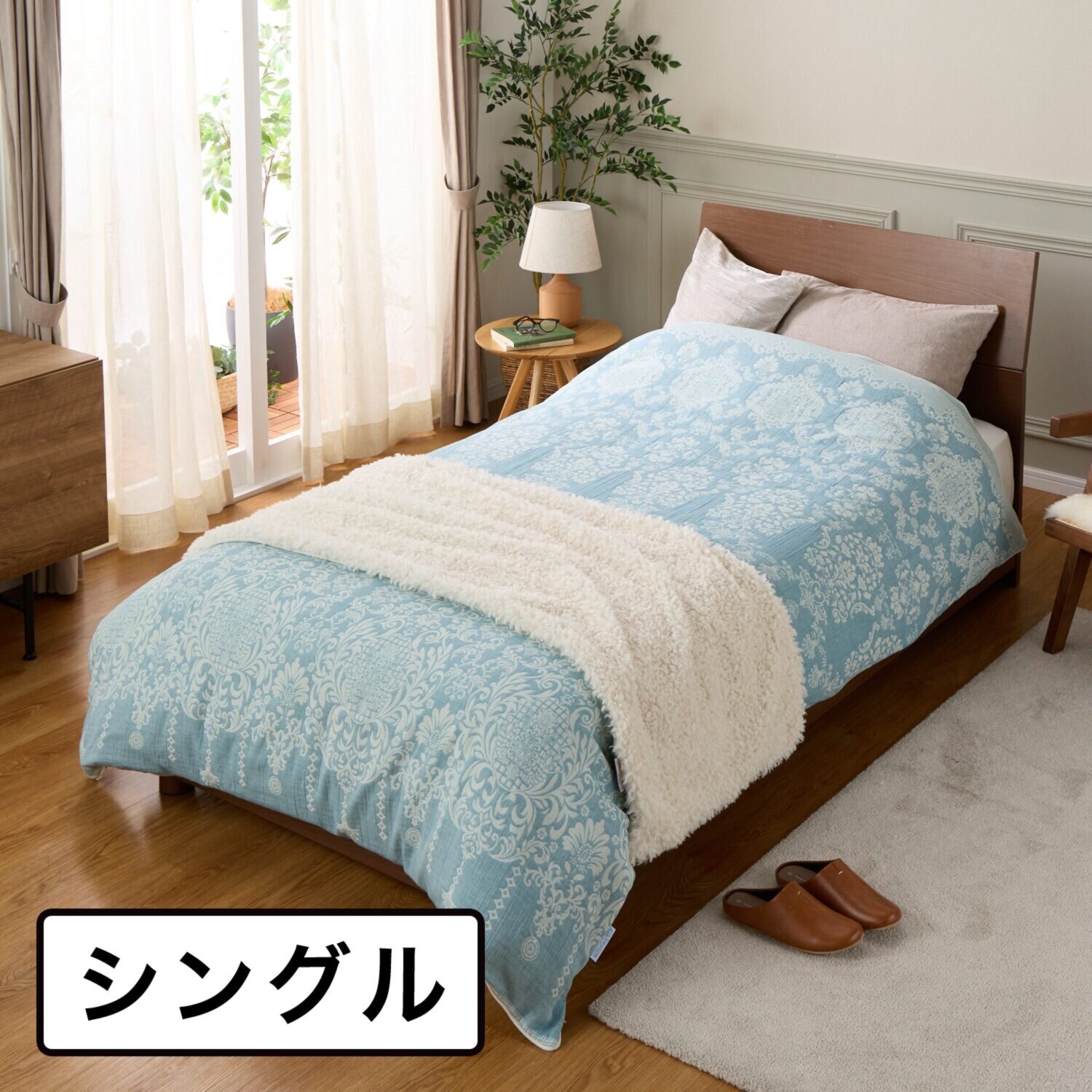 スワトウ刺しゅう協会 認定デザイン 足元スプレッド付 コットン１００％ 掛布団カバー ＜シングル＞