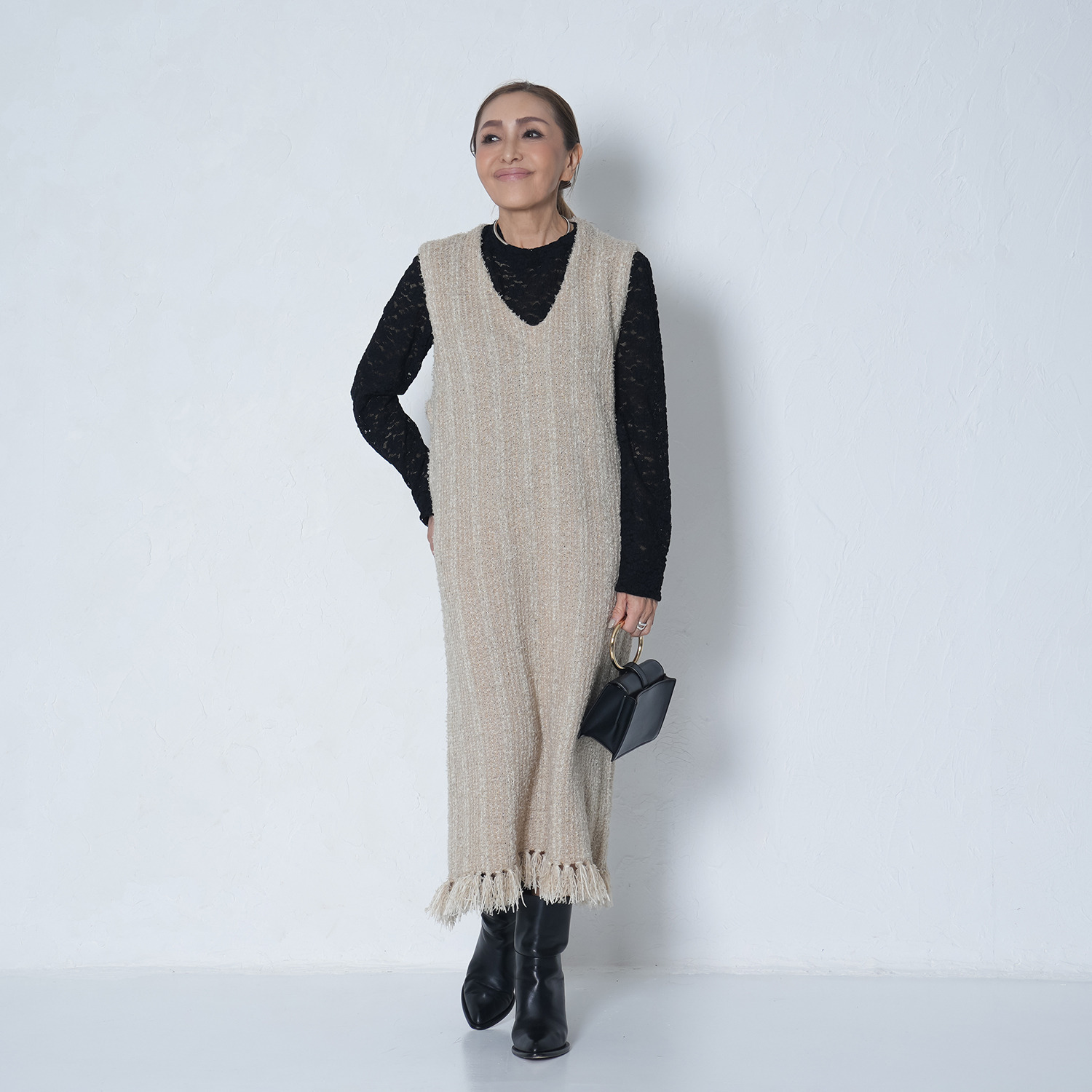 エアリーフェアリー ツイードニット ジャンパースカート