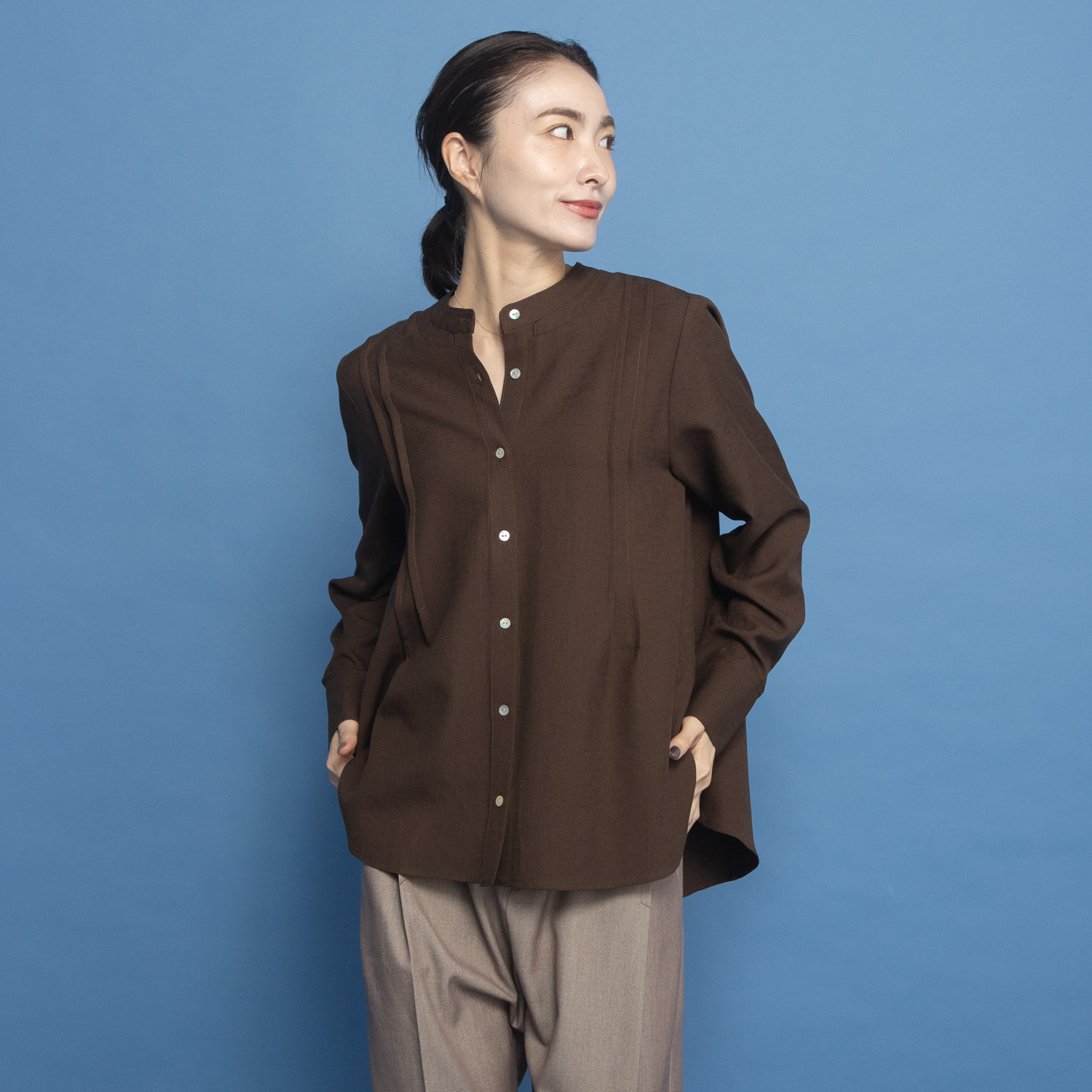 オルテンジア ダブルスタンドカラー デザインシャツ- ショップチャンネル