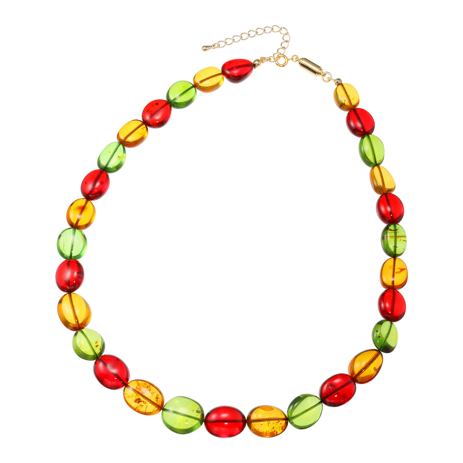 バイ　ネイチャー 琥珀 キャンディーデザイン マルチカラー マグネットネックレス