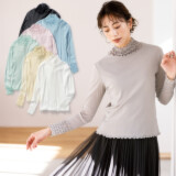 メッシュウィッシュ やわらか！　さらっと！ メッシュ素材！ フローラルネック プルオーバー