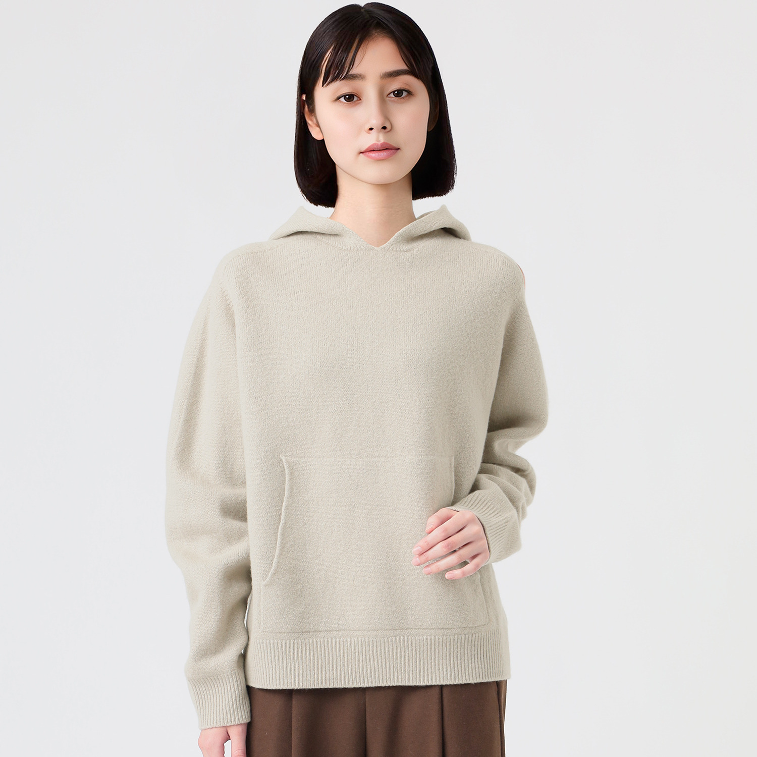 エマキュレイト 日本製 ウール１００％ ホールガーメント（Ｒ） フーディープルオーバー