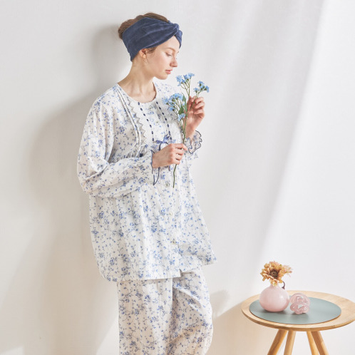 なかよし！ナルエー新品！涼しくて優しい花柄 グリーンとブルーのパジャマ パジャマ ワンピース・ネグリジェ レディース｜ナルエー公式通販サイト