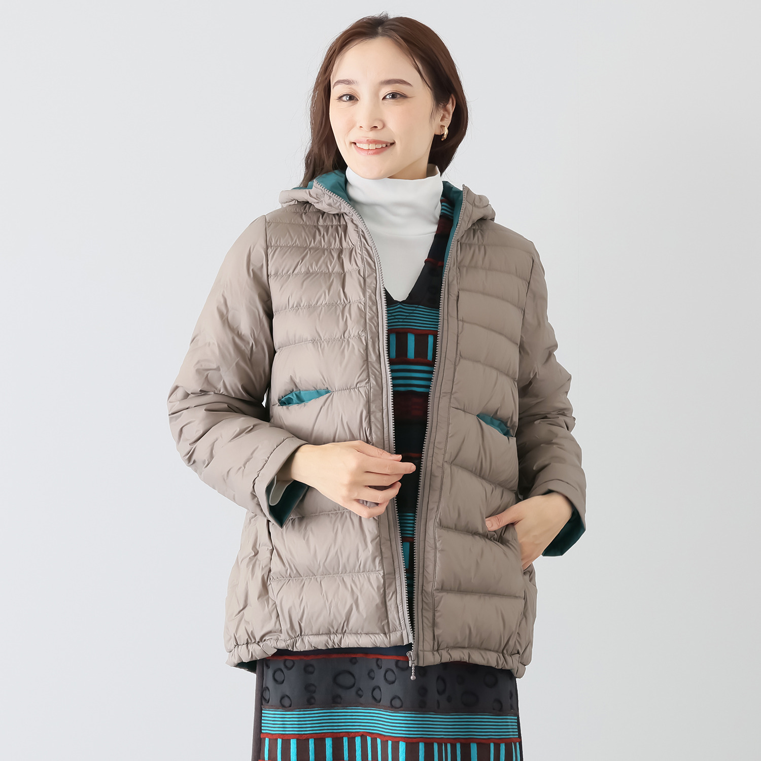 クリン　ヨシキ ドット柄 ライトダウン ミドルコート