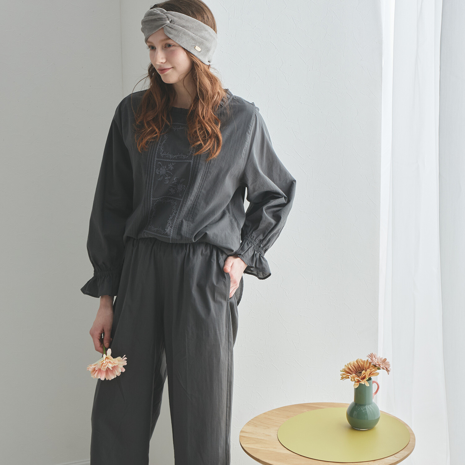 ナルエー コットンローン クラシカル刺しゅう セットアップ