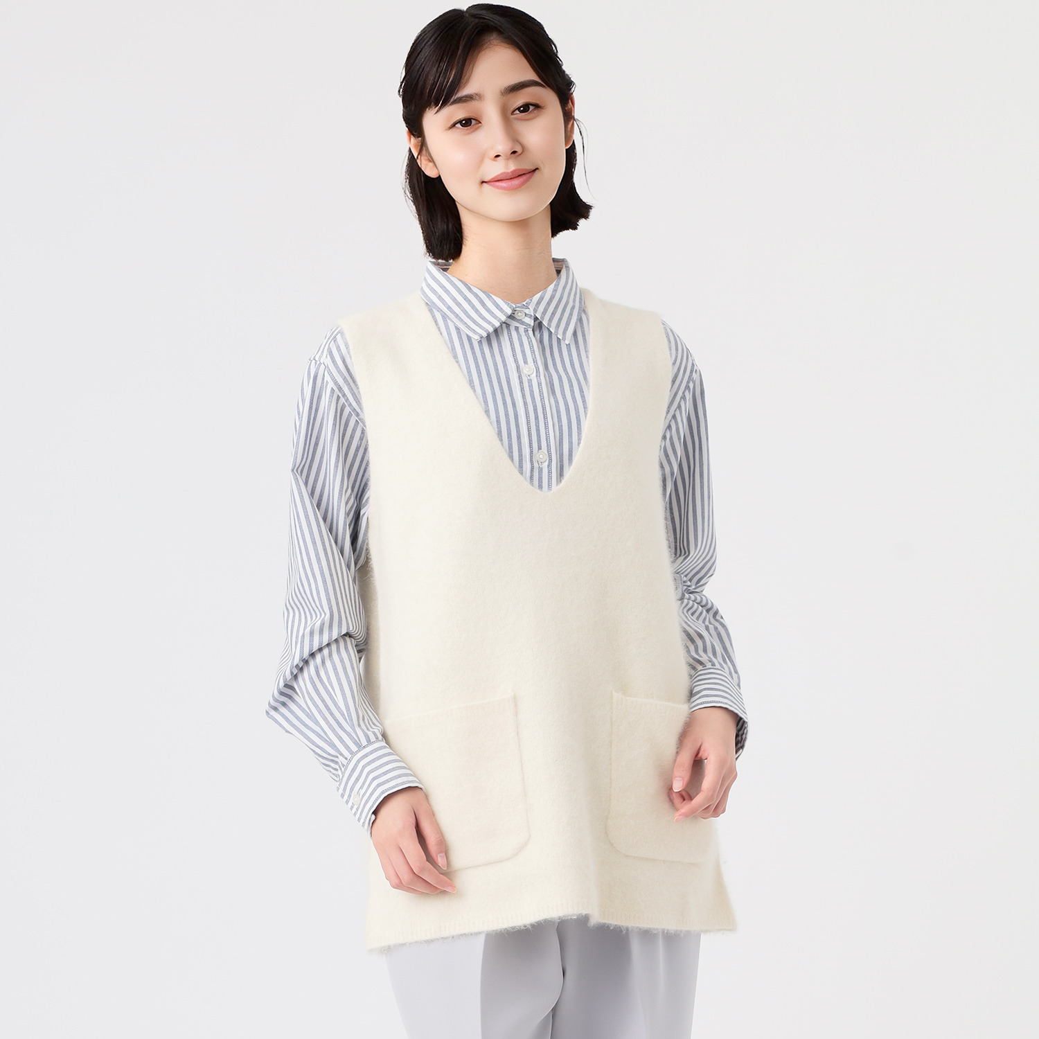 元町ゼラール ベビーフォックス混 Vネックベスト- ショップチャンネル