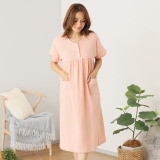 綿１００％！ ふんわりやさしい 肌触りの ダブルガーゼ ロングワンピース