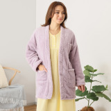 軽くてふわふわで あったか！ マイクロファー めがねポケット付 Ｖ開きガウン