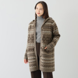 ネイチャーズ 無染色ヤク ノルディック柄 フーディーコーディガン