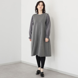 ダジュール ダンボールニット レイヤード風ワンピース