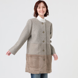 ダジュール 裾フェイクファー切替 ウールタッチコート