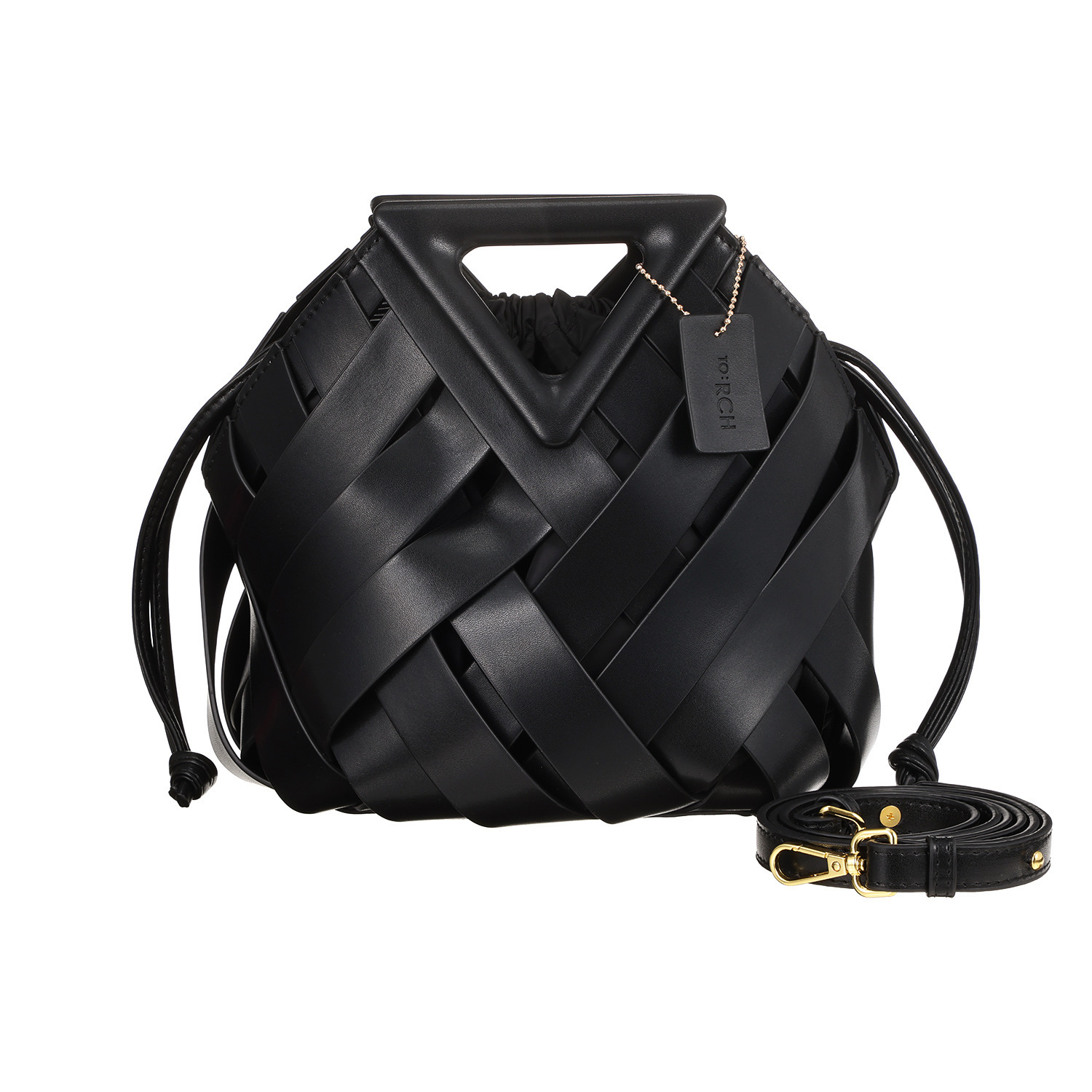 トーチ 三角ハンドル 編み込みデザイン バッグ