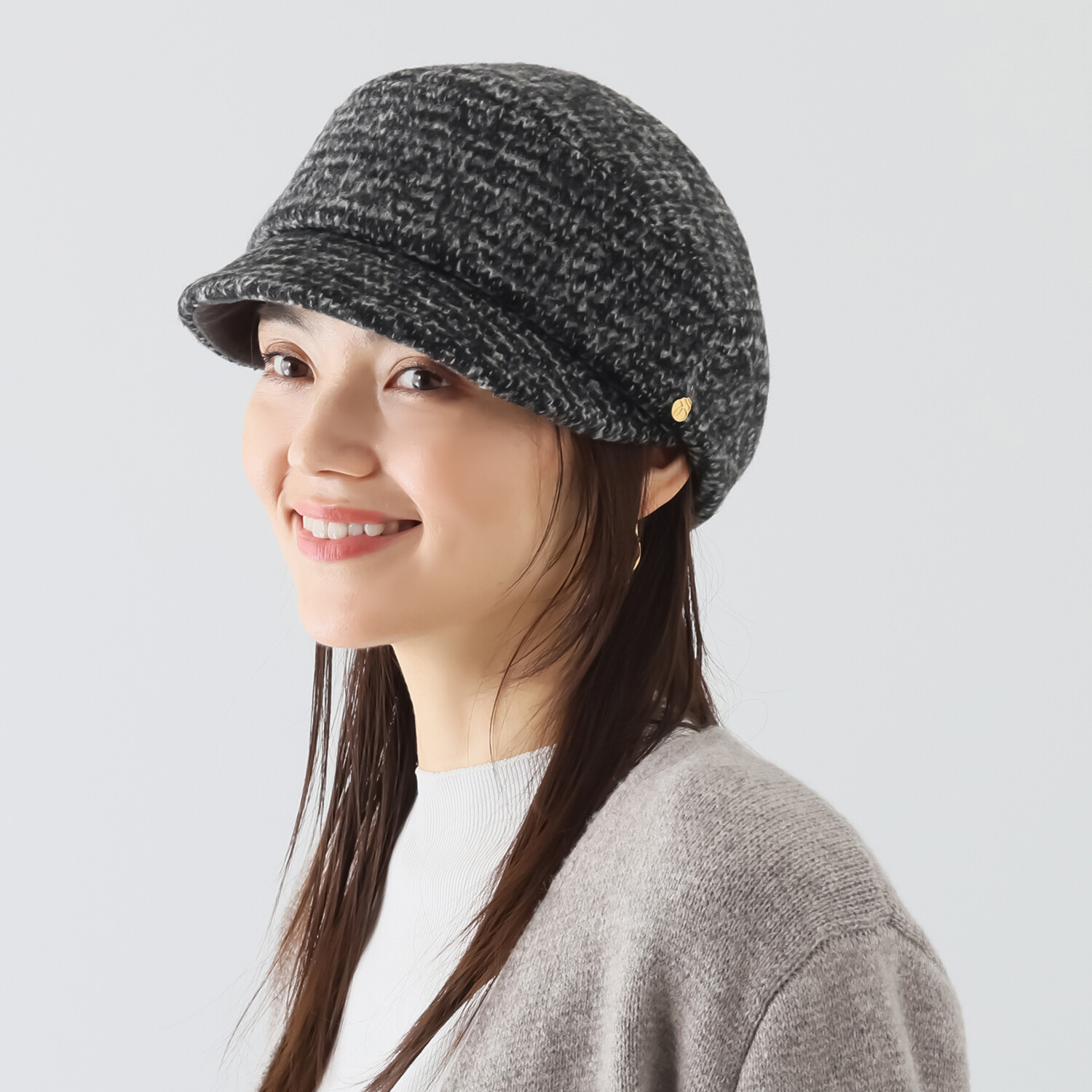 メゾンミッシェル　ツイードキャスケット　M MAISON MICHEL（メゾンミッシェル）の「MAISON MICHEL / ブラック